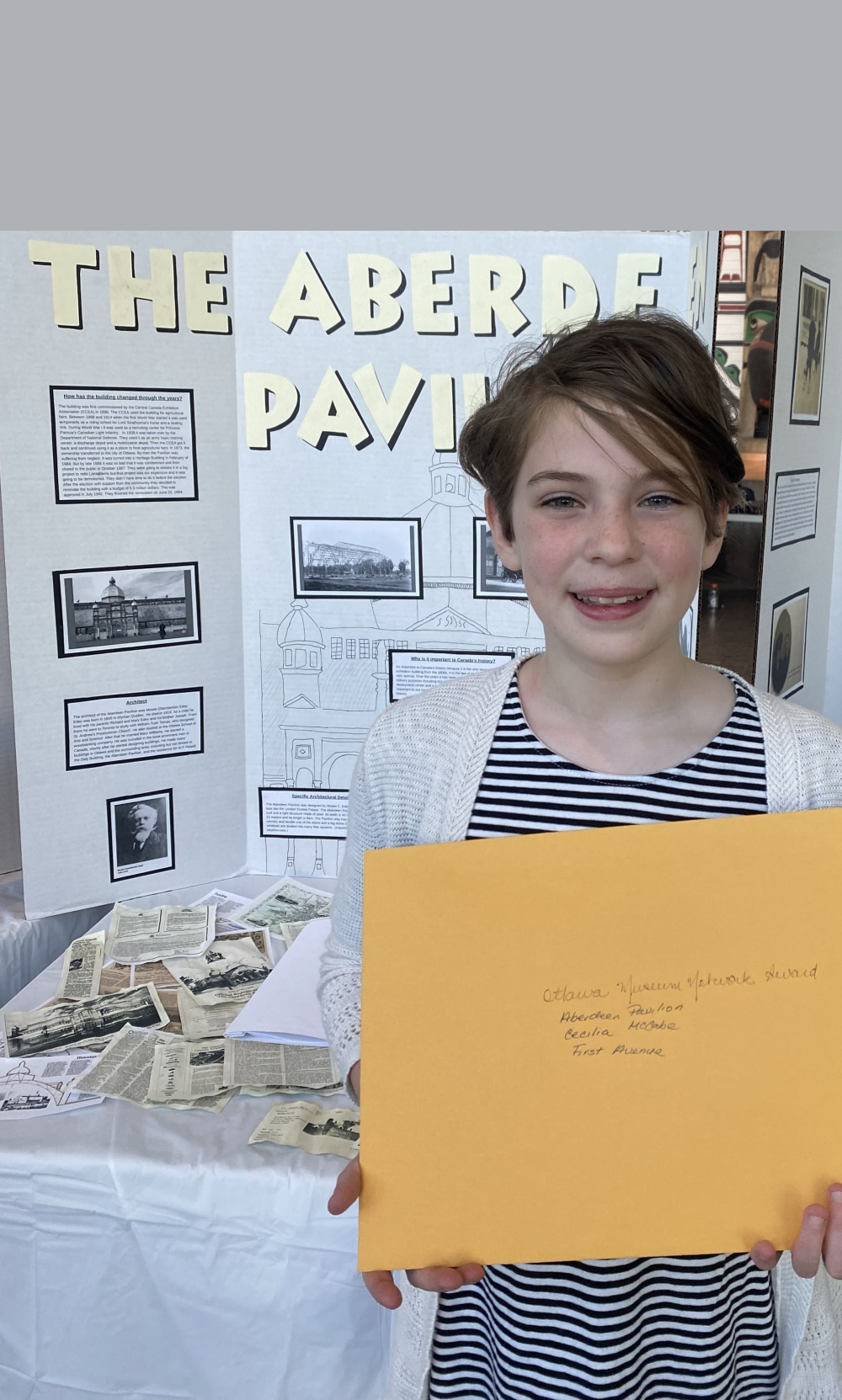 Author with their Aberdeen Pavilion project display at the 2024 Ottawa Regional Heritage Fair.